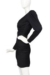 Slinky 80s Black Ungaro Draped Cocktail Dress