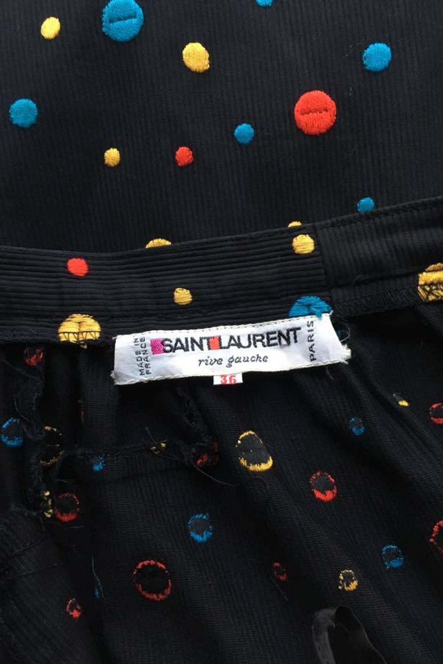Black A Vintage Yves Saint Laurent Rive Gauche Dotted Skirt Suit