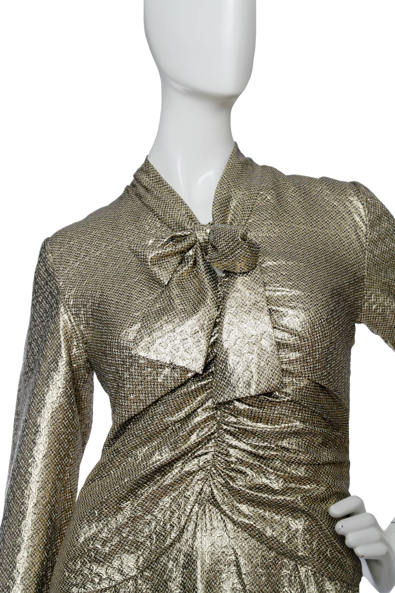 Women's or Men's A 1970s Hanae Mori Gold Lamé Dress