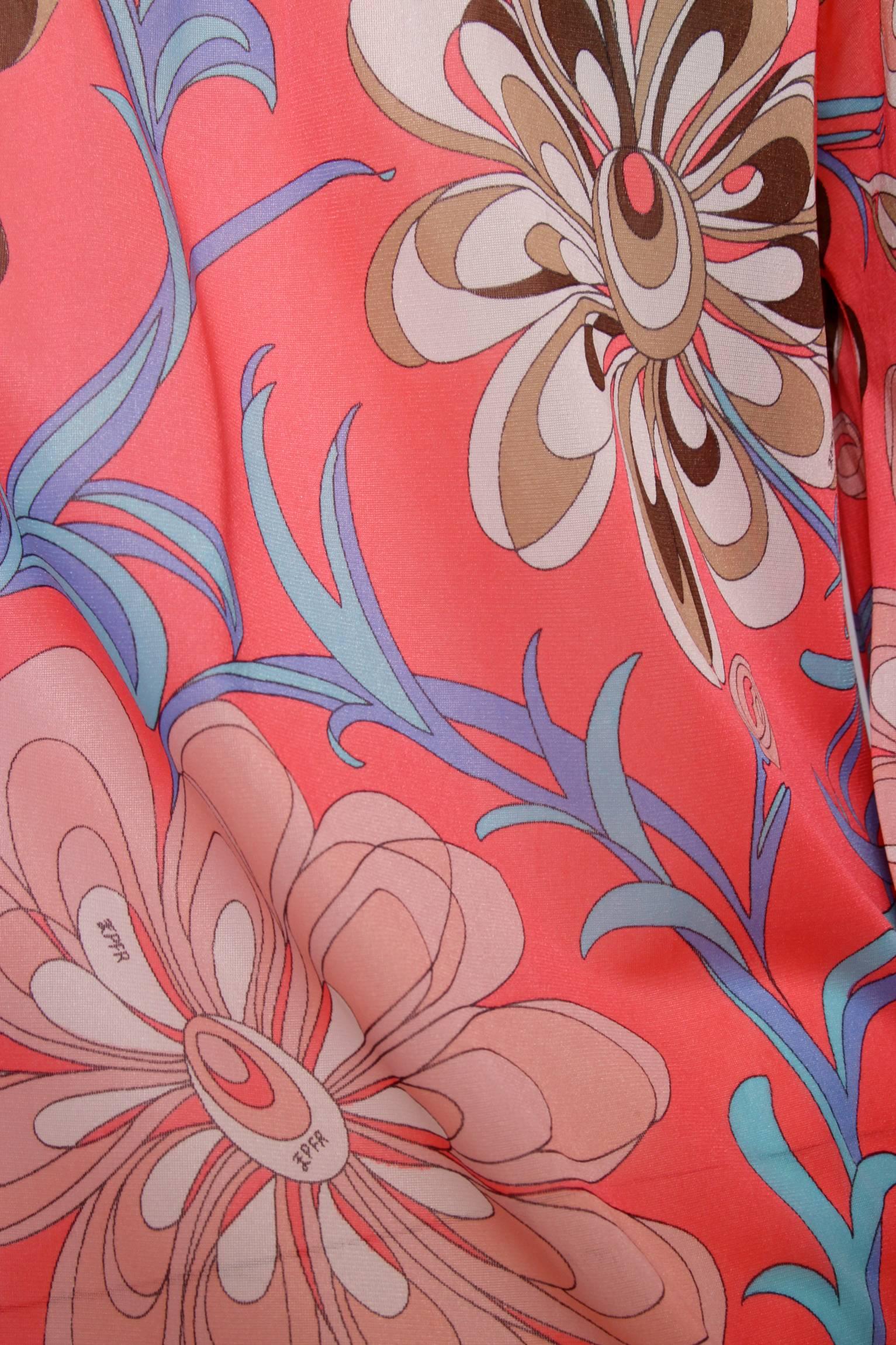 70s Emilio Pucci for Formfit Rogers Pink Maxi Dress For Sale 2