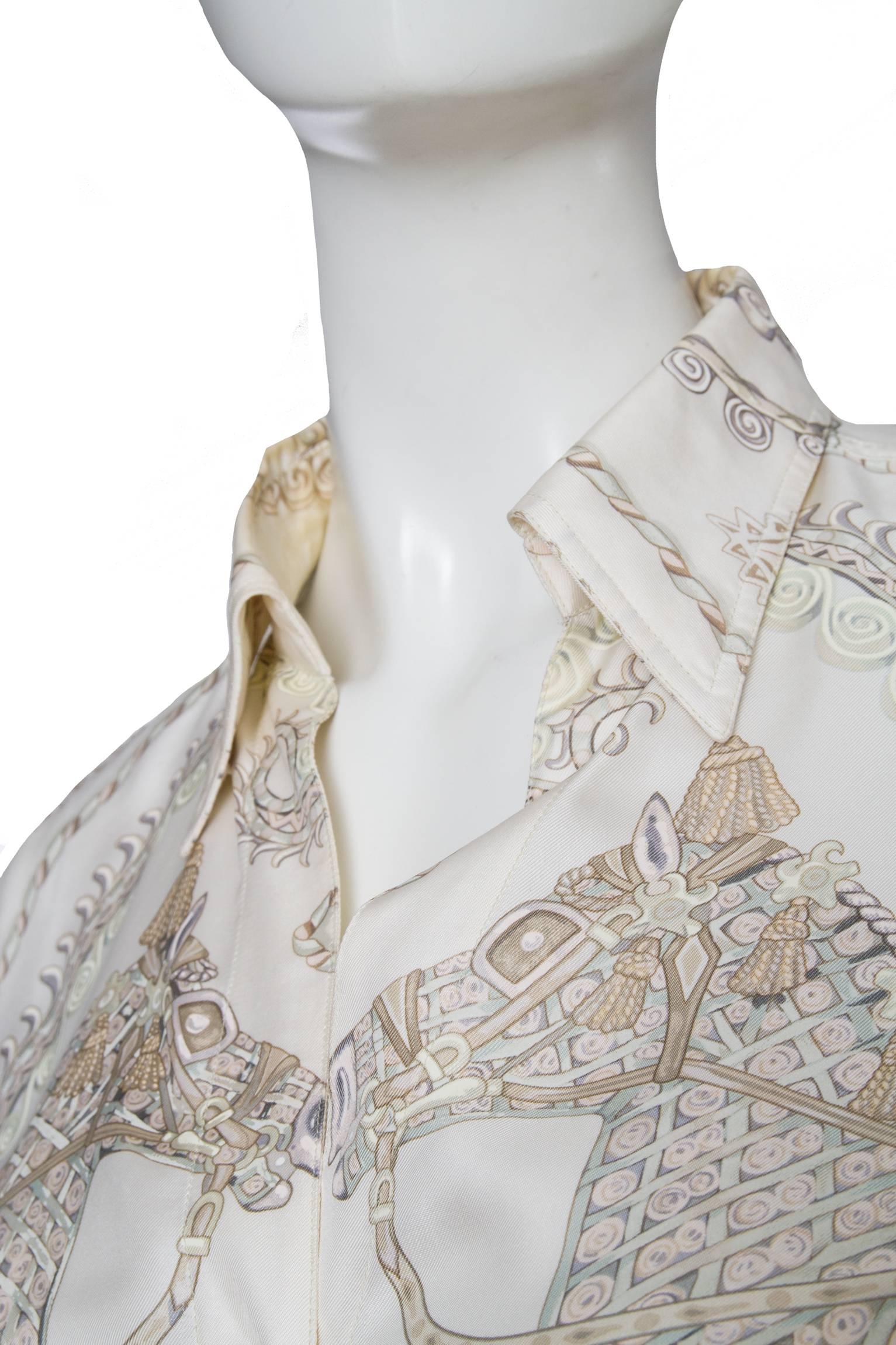 Women's A 1970s Hermès Printed Silk Shirt