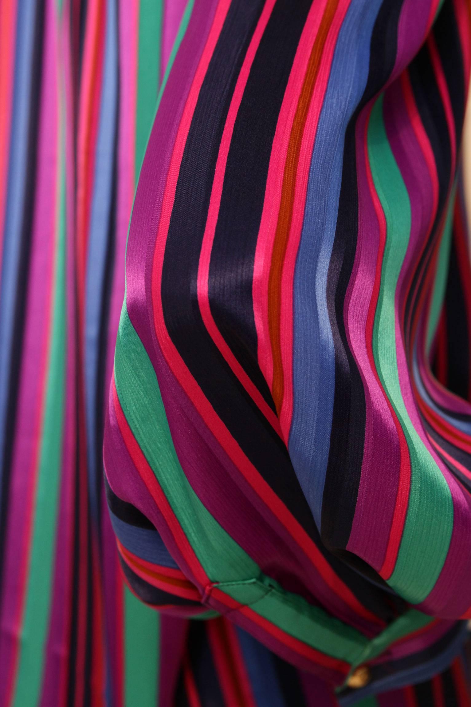 Women's 1980s Yves Saint Laurent Striped SIlk Shirt