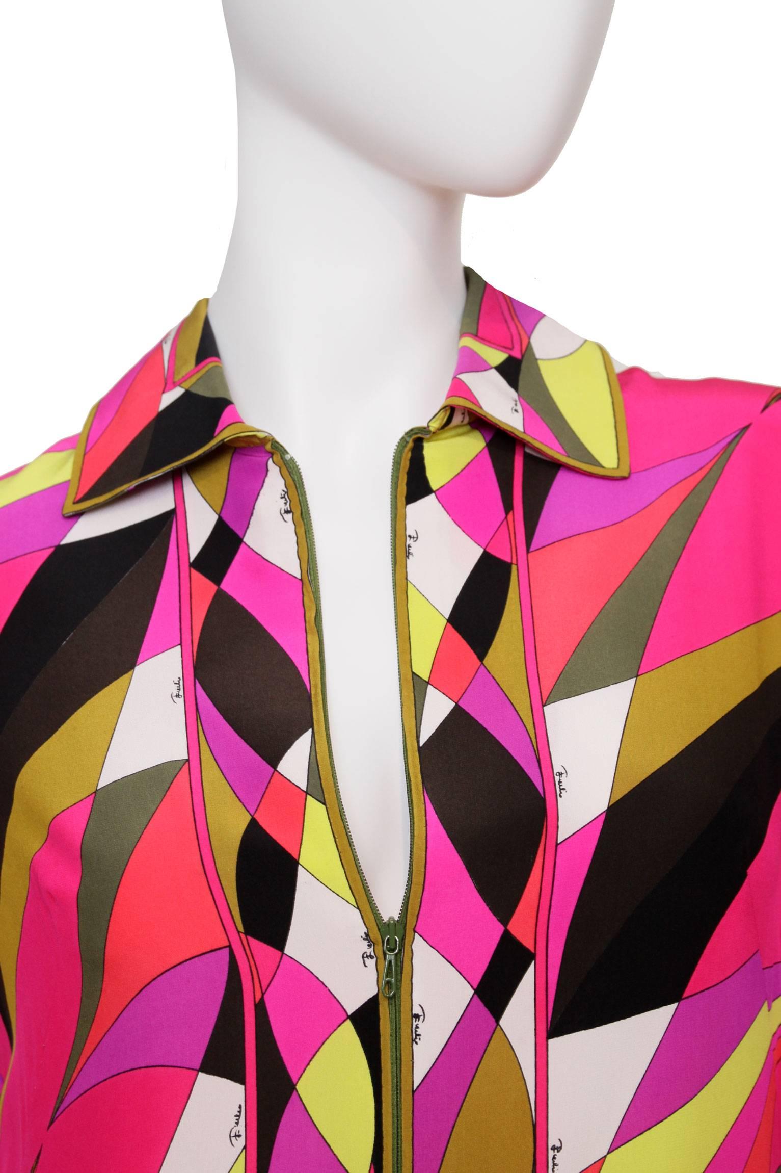 Women's 1970s Emilio Pucci Multicolored Drop-waist Dress 