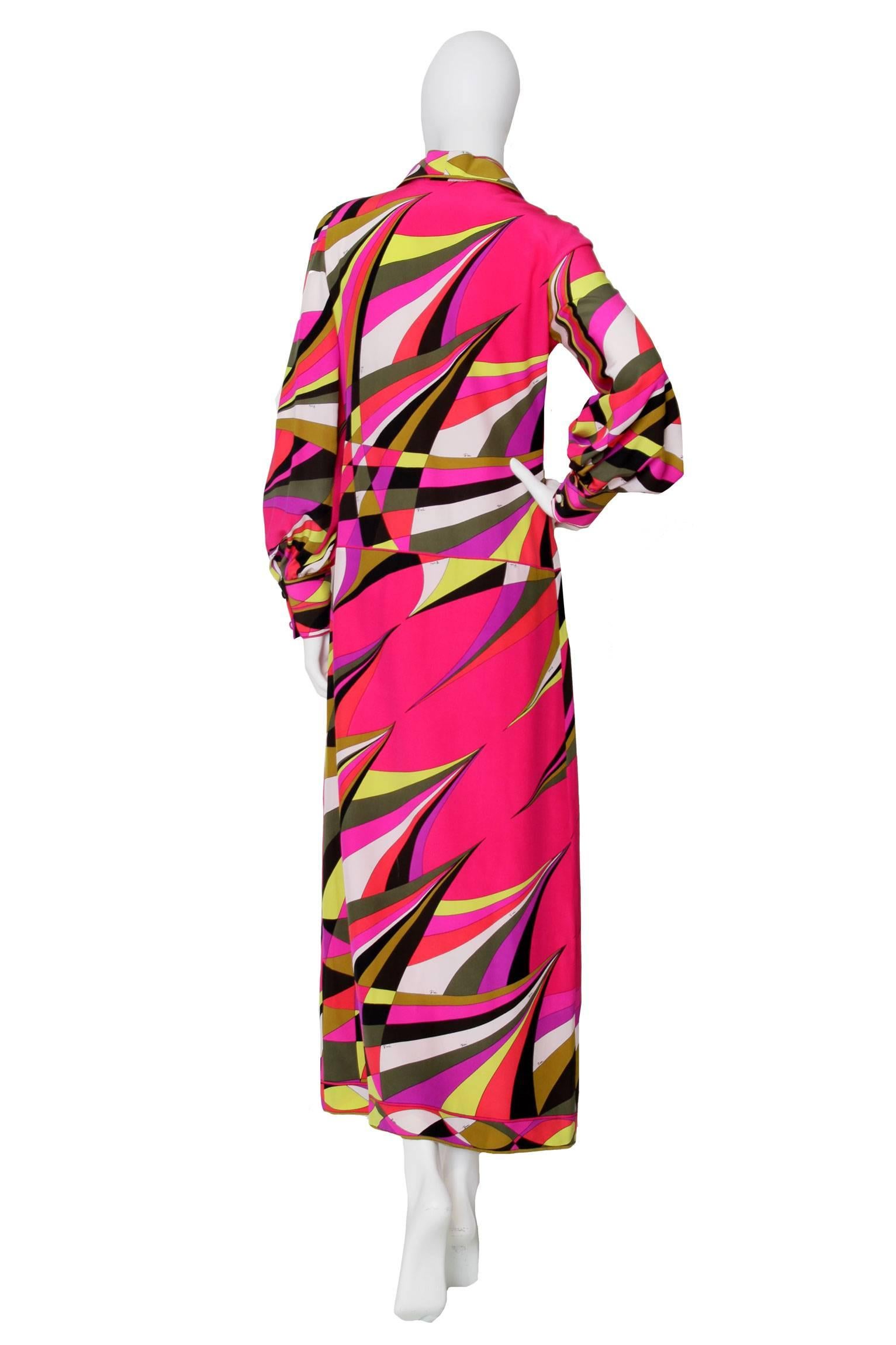 Pink 1970s Emilio Pucci Multicolored Drop-waist Dress 