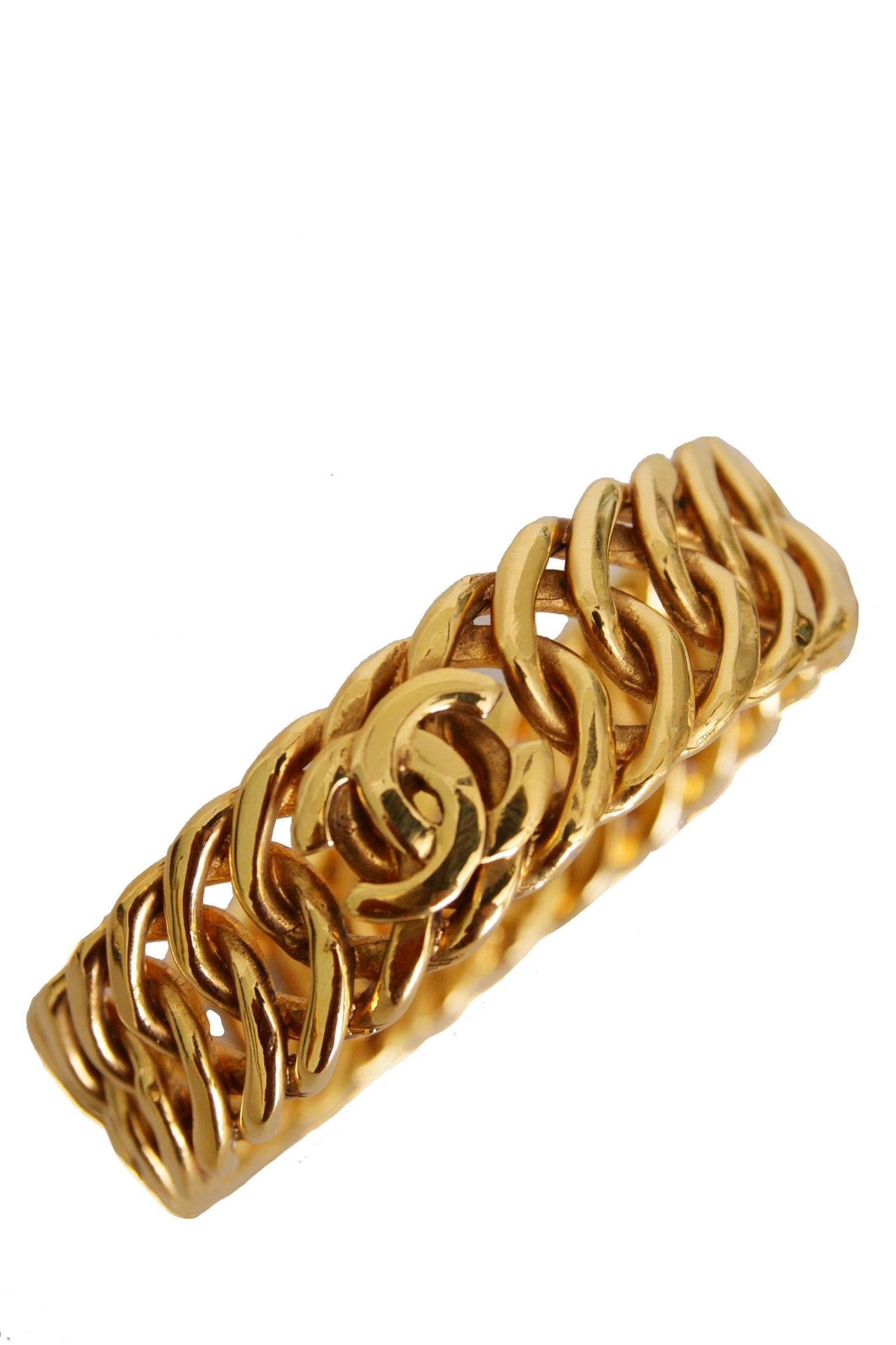 Women's or Men's Chanel Gold-tone Chain Bracelet, 1990s  For Sale