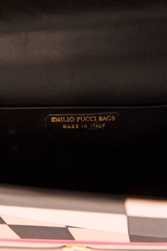 A 60s Vintage Emilio Pucci Silk Evening Hand Bag w. Gold Hardware