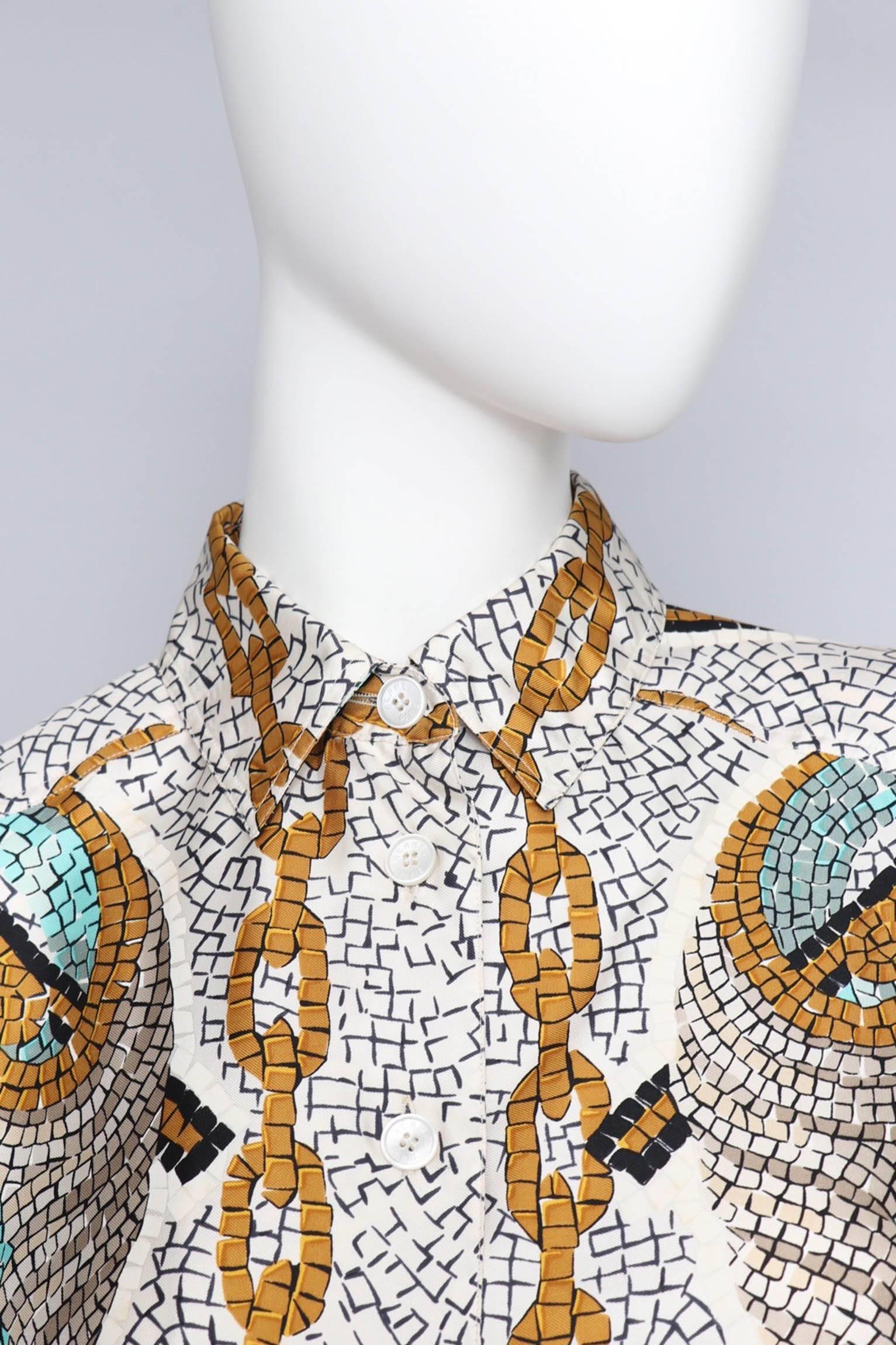 A Vintage Hermés Silk Twill Blouse Issued 1956 