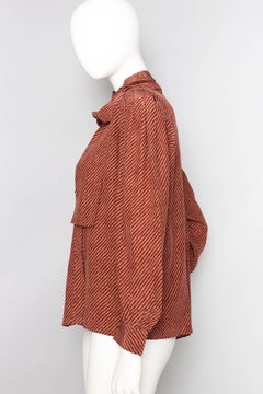 An Early 1980s Vintage Red Yves Saint Laurent Rive Gauche Silk Blouse