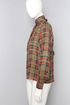 A 1970s Vintage Yves Saint Laurent Rive Gauche Tartan Silk Blouse
