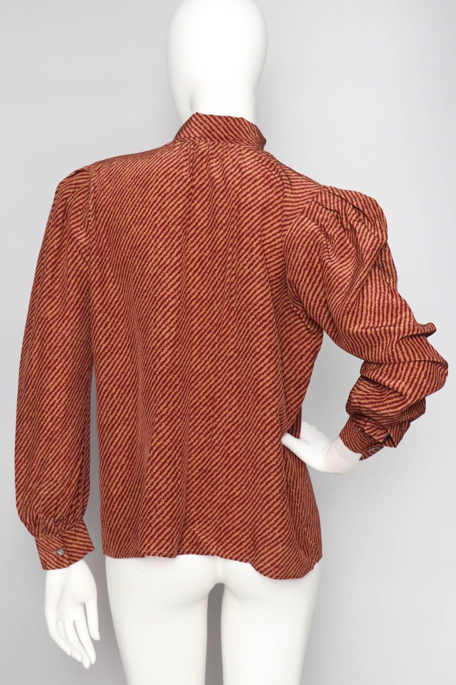 Brown An Early 1980s Vintage Red Yves Saint Laurent Rive Gauche Silk Blouse 