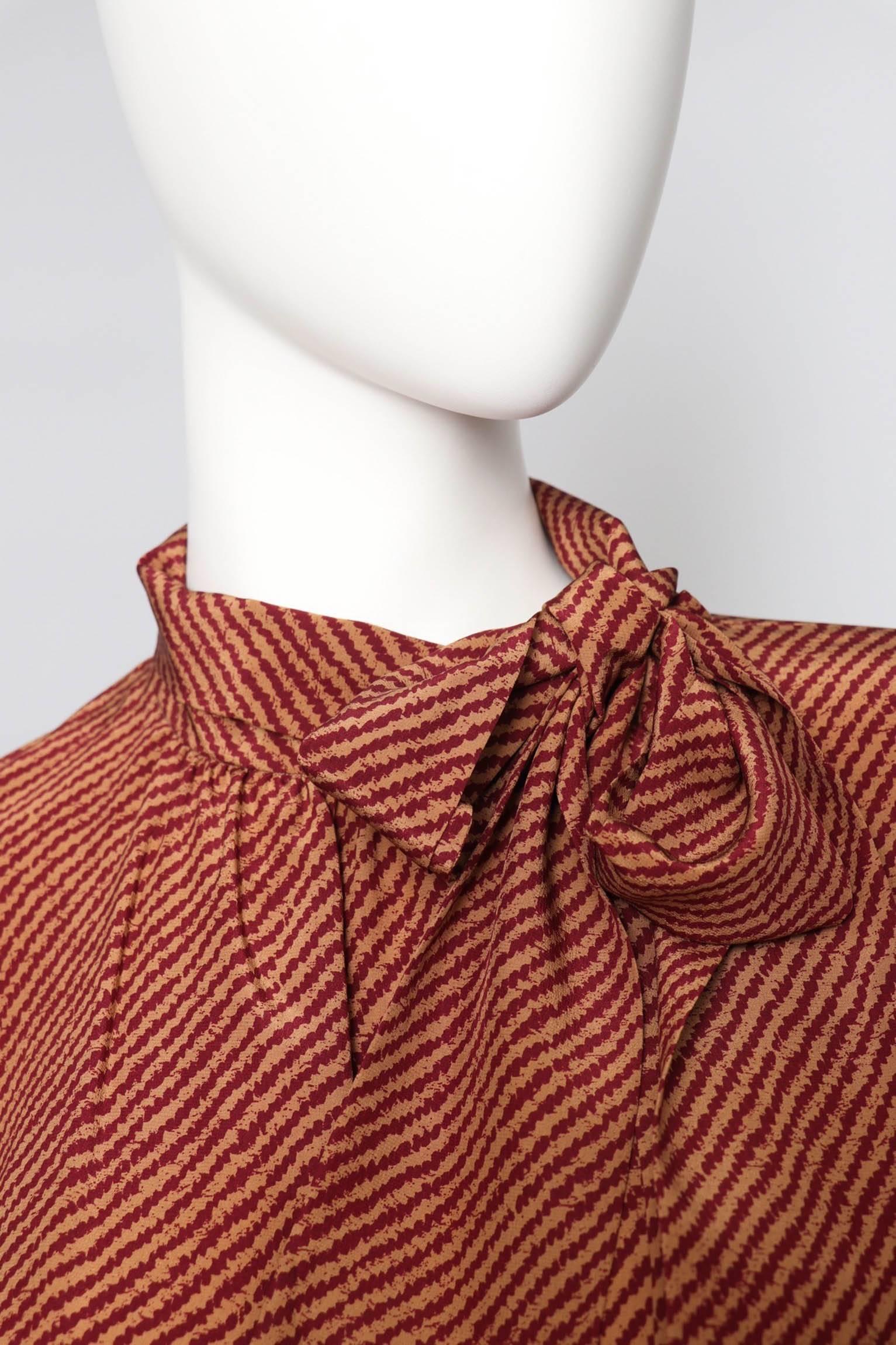 An Early 1980s Vintage Red Yves Saint Laurent Rive Gauche Silk Blouse  1