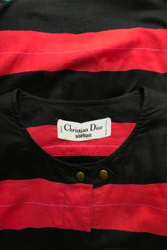 A 70s Vintage Christian Dior Boutique Striped Cotton Dress