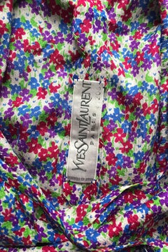 A 1980s Vintage Yves Saint Laurent Haute Couture Floral Silk Blouse