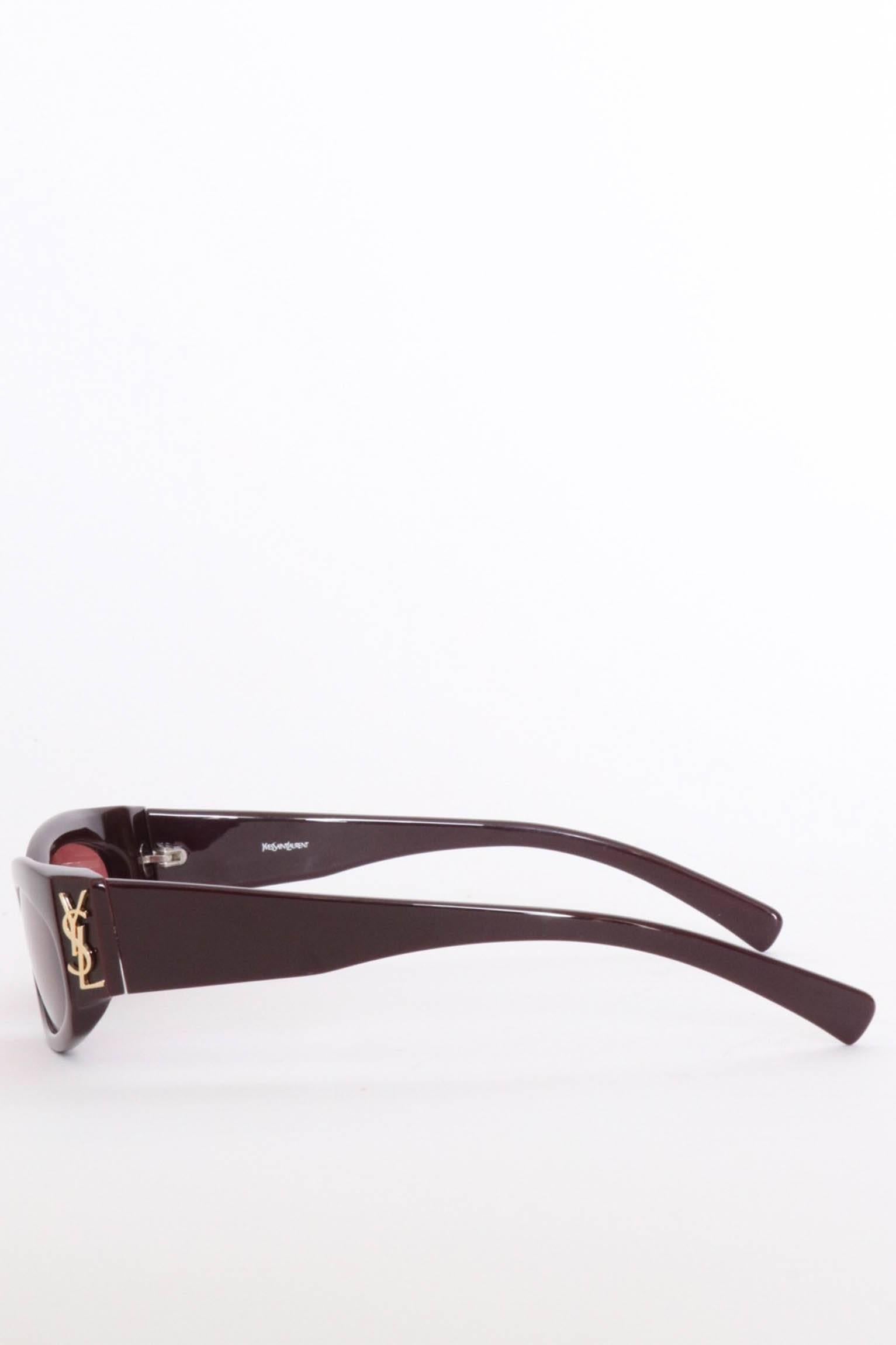 Brown Yves Saint Laurent Pair of Burgundy Sunglasses, 1990s 