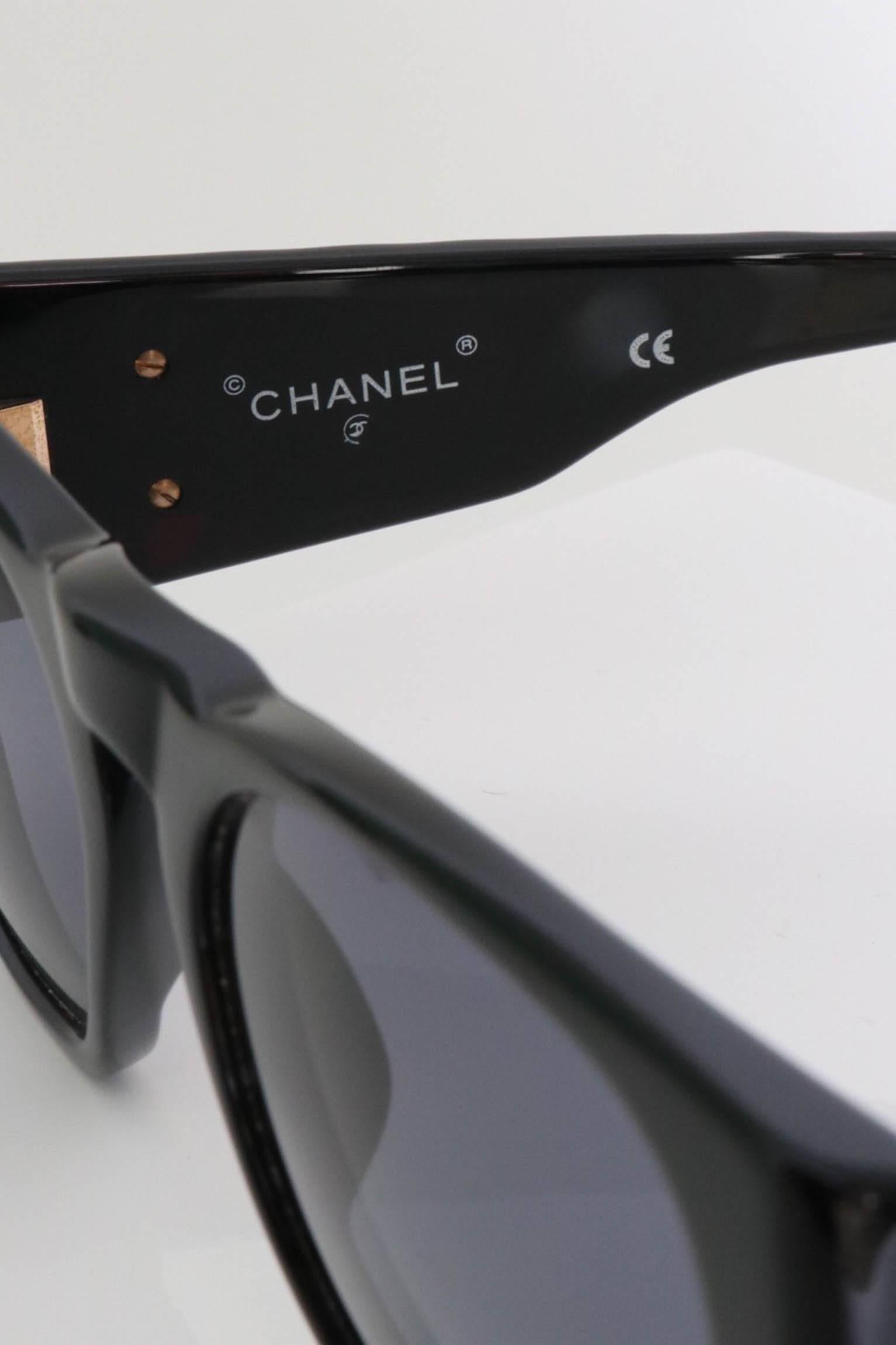 Chanel Sunglasses with Quilted Sides and Gold Toned Logo, 1980s at