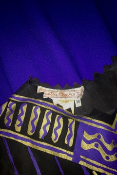 A 1970s Vintage Zandra Rhodes Purple Wool Dress With Leather Details