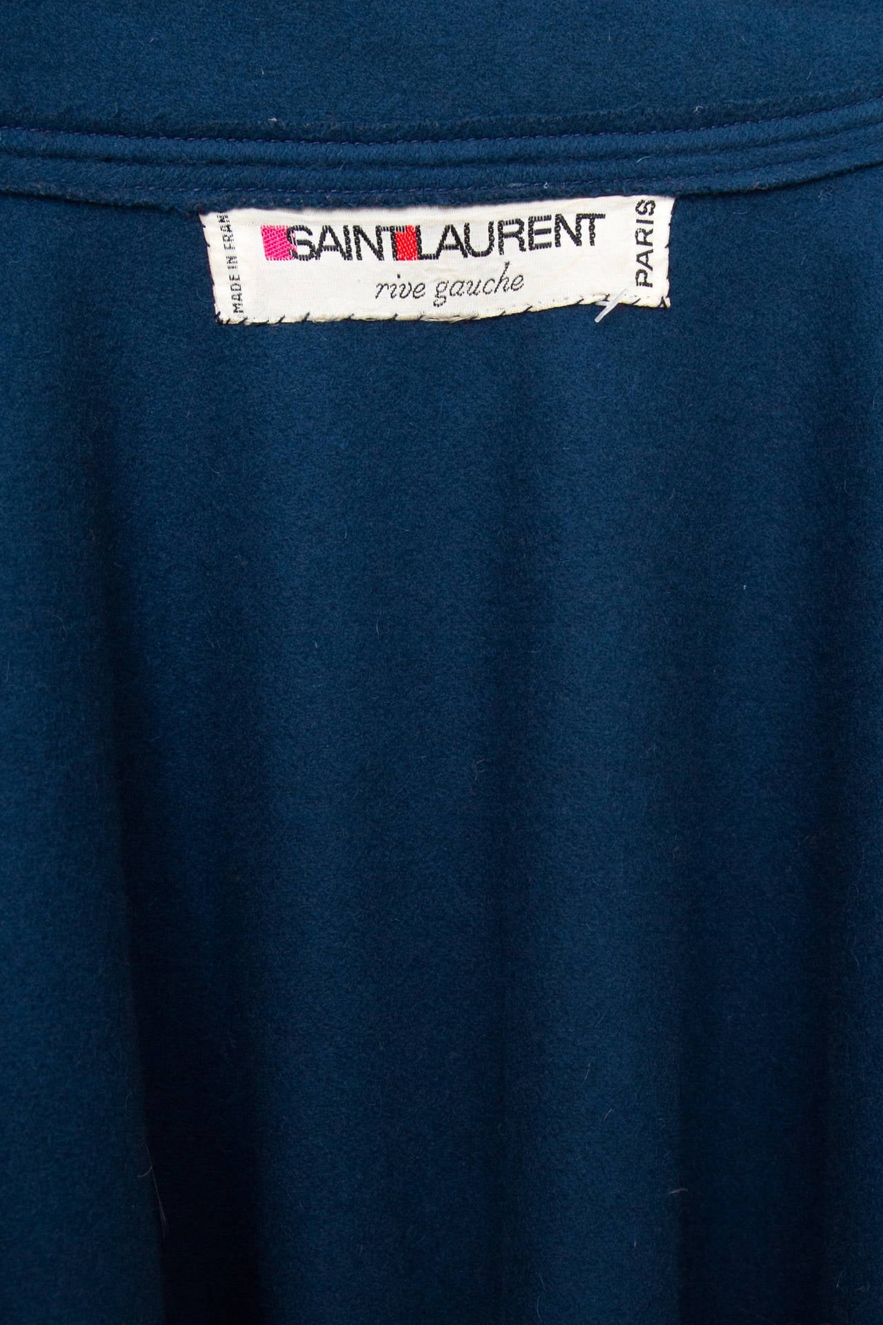 1970s Yves Saint Laurent Rive Gauche Teal Blue Wool Cape 4