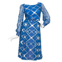 1960s Balmain Metallic Organza Dress S 1960s Balmain Metallic Organza Dress S