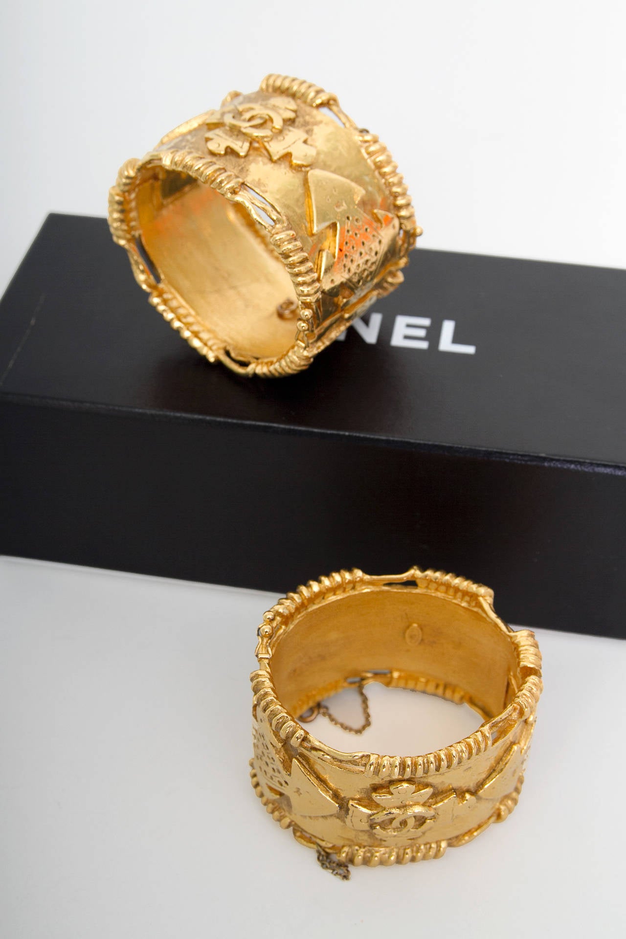 Pair Of Chanel Goldtone Cuff Bracelets 1994 1