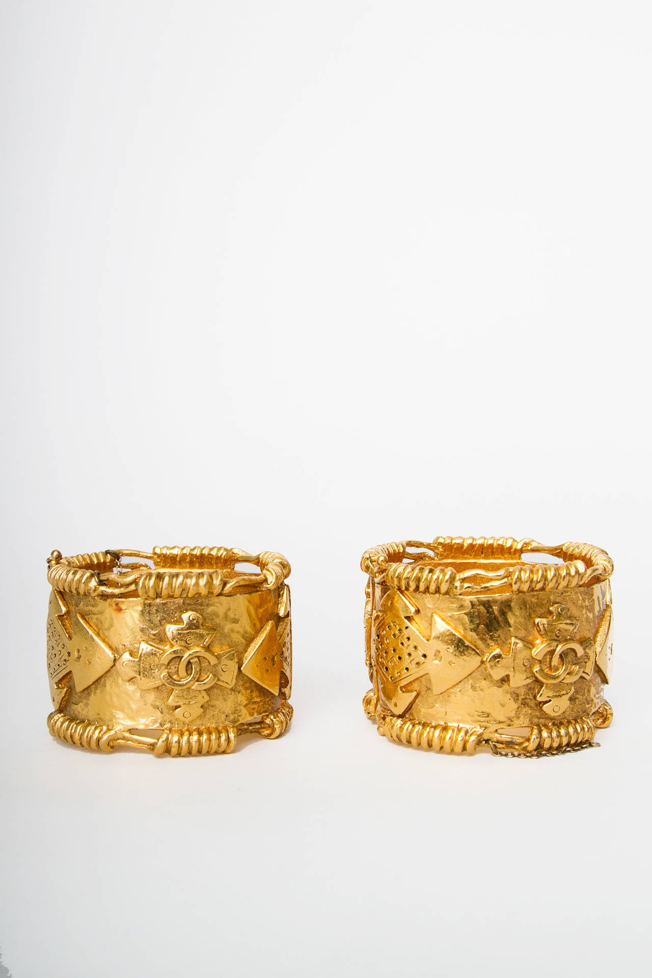 Pair Of Chanel Goldtone Cuff Bracelets 1994 4