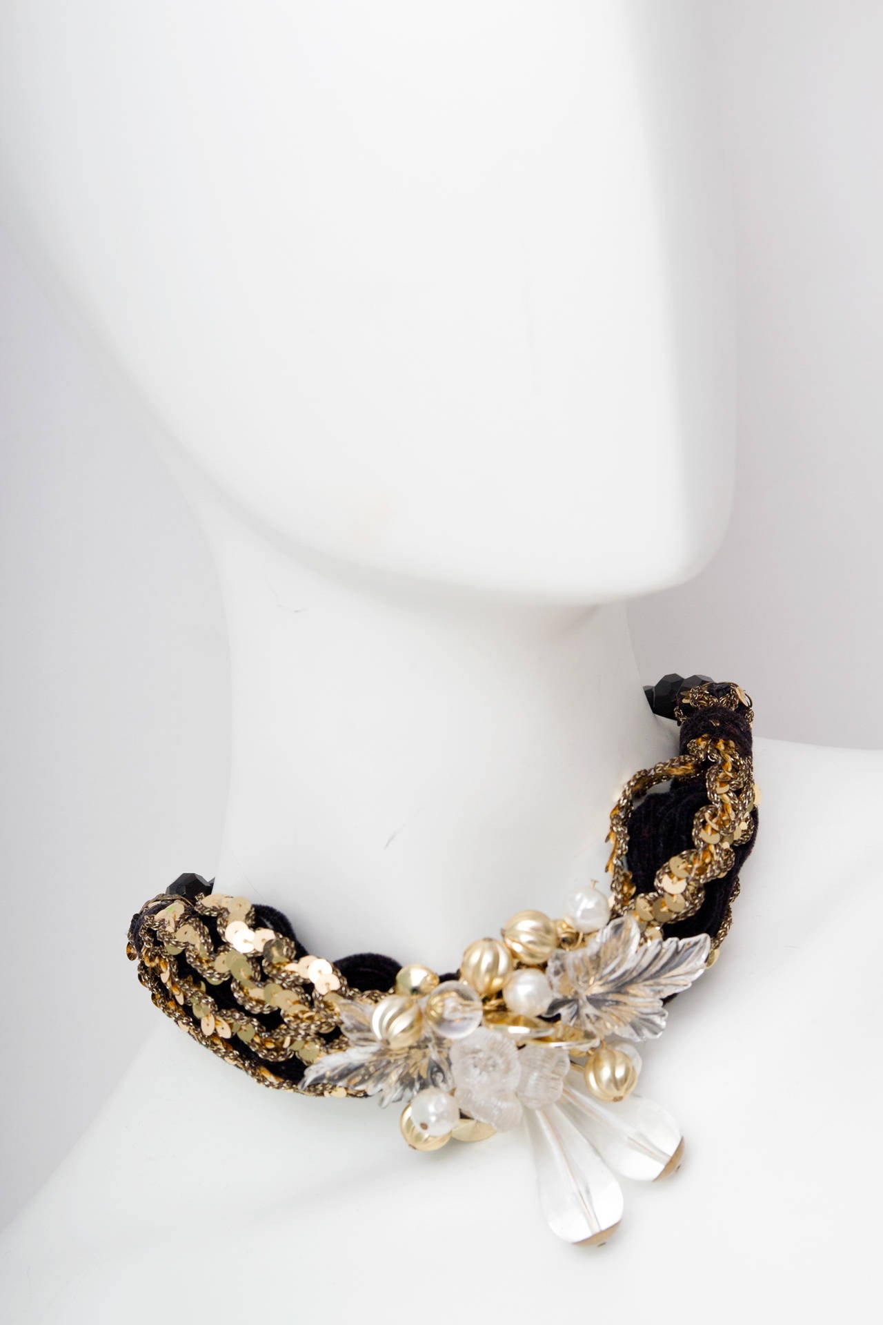 black beads gold chain
