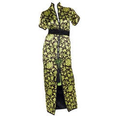 Vintage 1977 Yves Saint Laurent Satin Chinoiserie Dress S