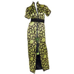 1977 Yves Saint Laurent Satin Chinoiserie Dress S