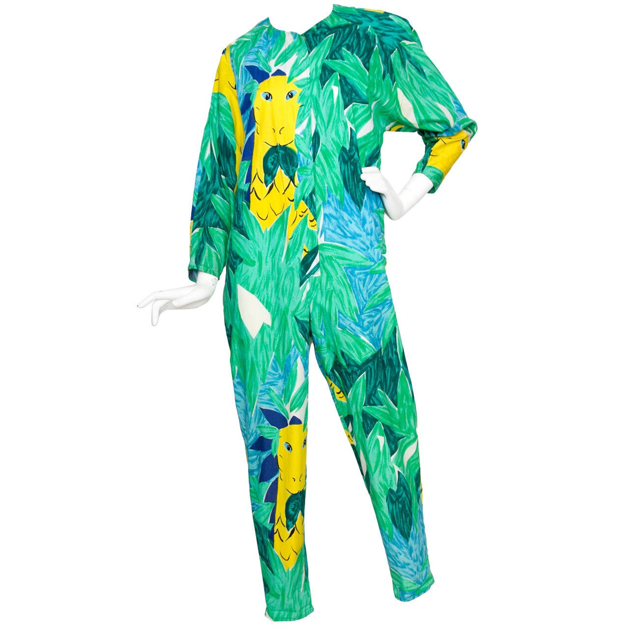 Enrico Coveri Jungle Themed Boiler Suit and Jacket, 1980s  For Sale