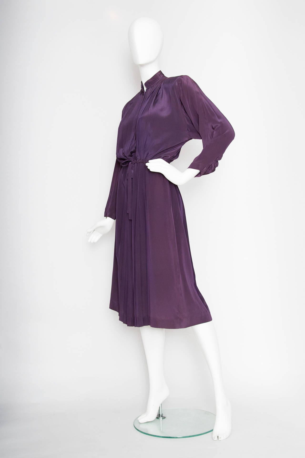 1980s Christian Dior Purple Silk Day Dress