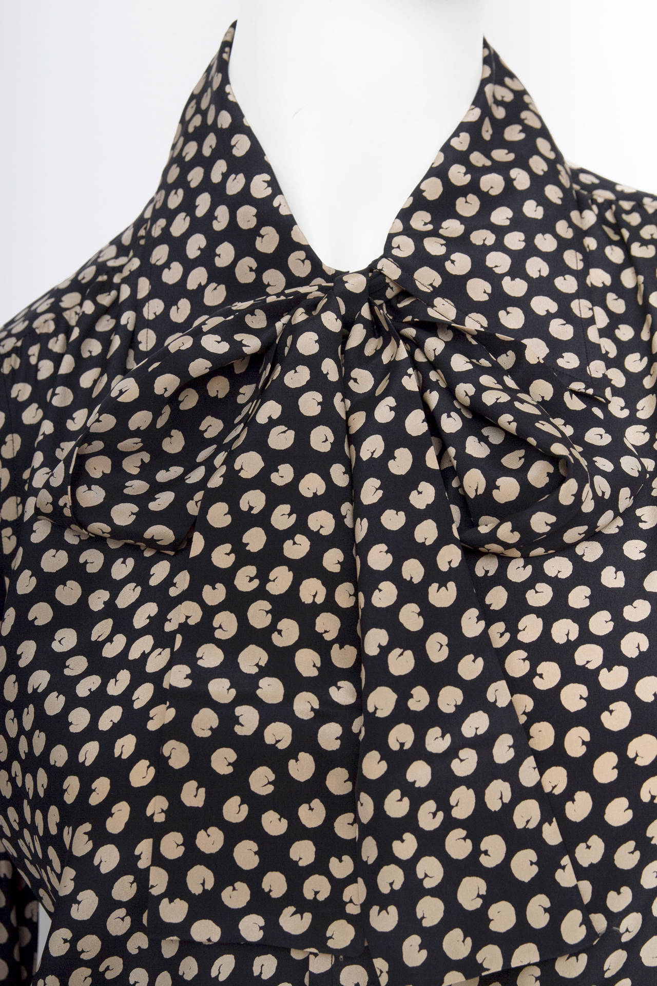 1970s Yves Saint Laurent Pussy Bow Silk Shirt 1