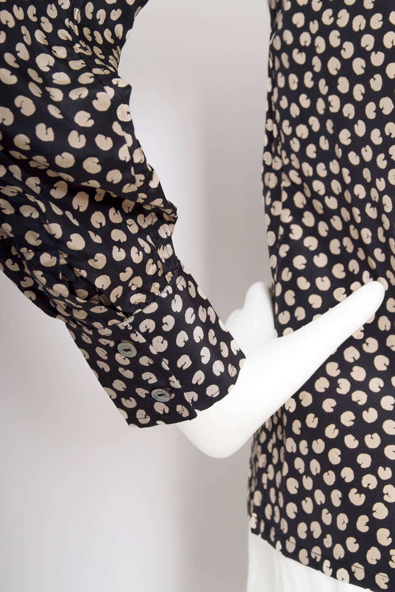 1970s Yves Saint Laurent Pussy Bow Silk Shirt 2