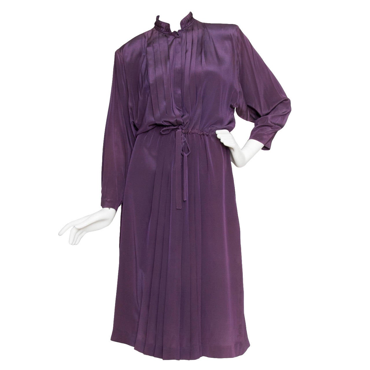 1980s Christian Dior Purple Silk Day Dress For Sale at 1stDibs