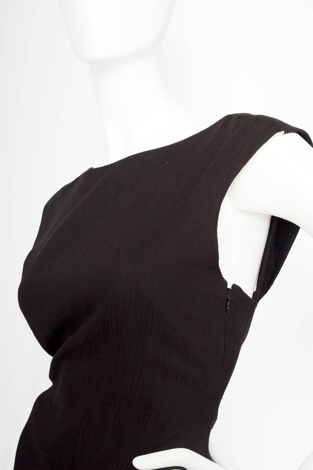 1980s Gianni Versace Couture Black Cotton Dress W. Green Topstitching ...