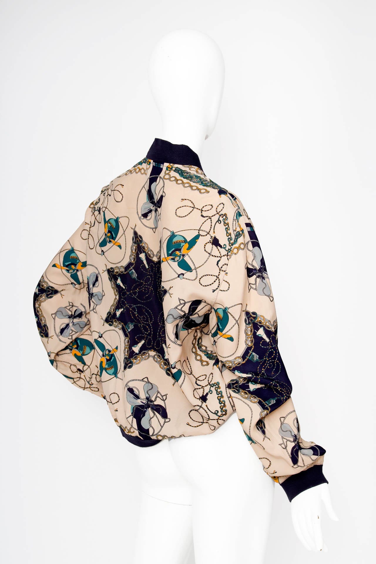 Women's or Men's 90s Jean Paul Gaultier Silk Bomber Jacket For Sale