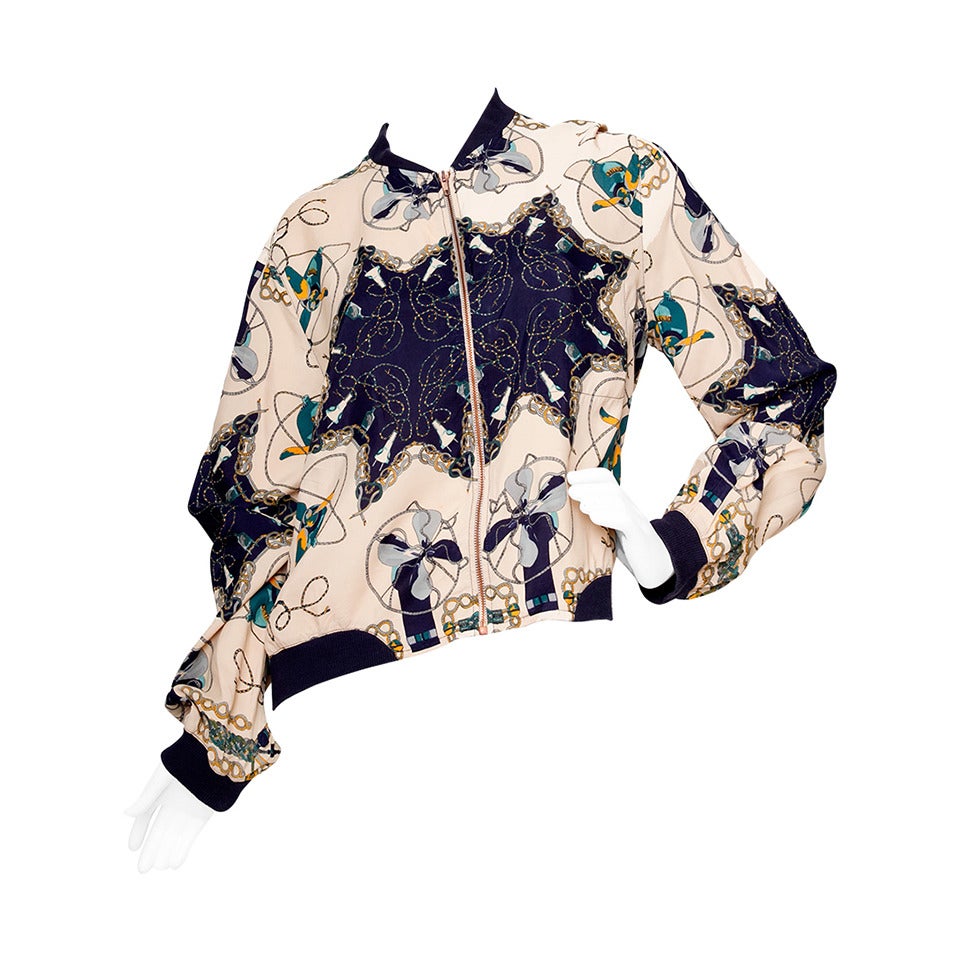 90s Jean Paul Gaultier Silk Bomber Jacket For Sale