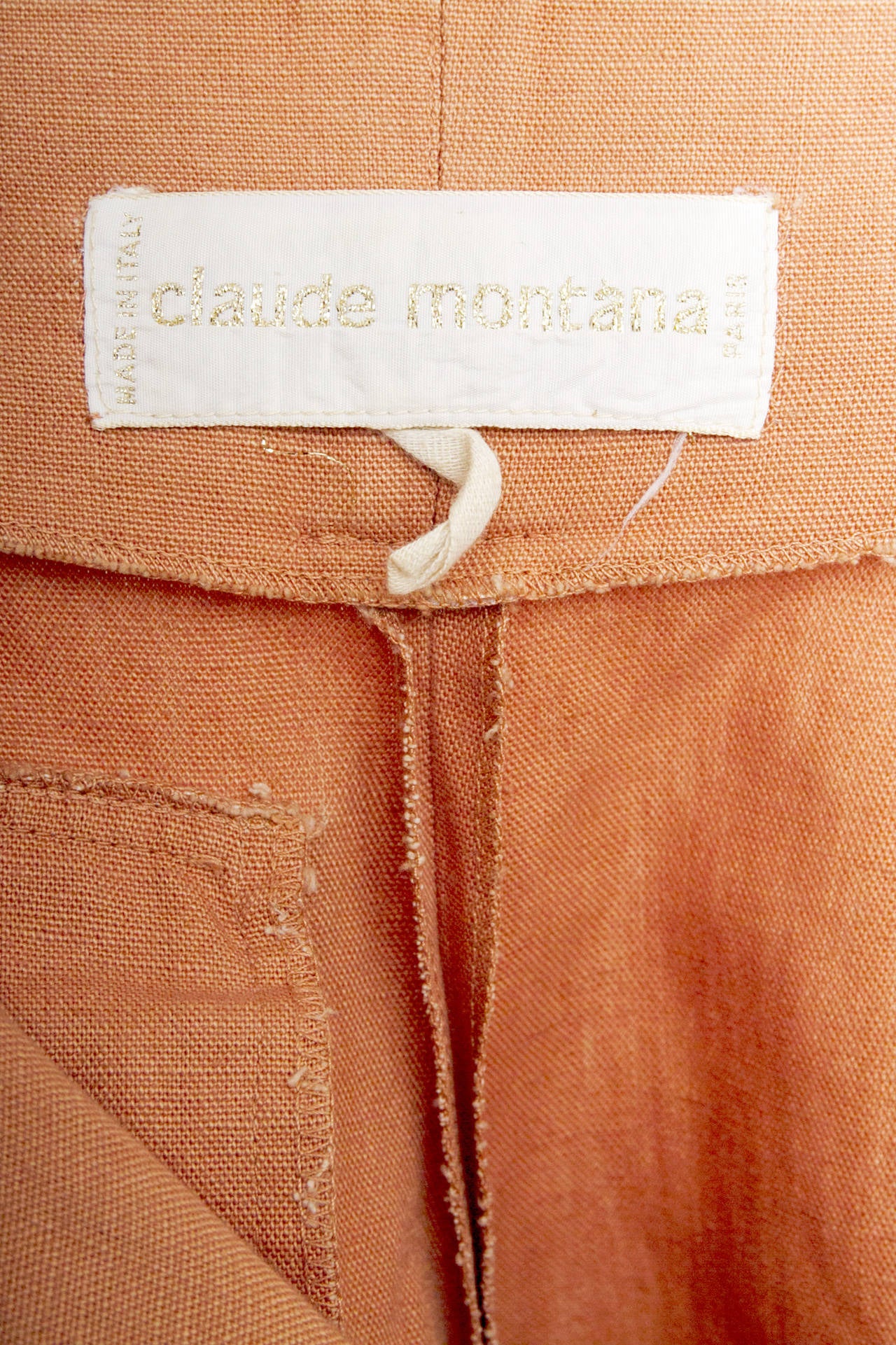 1980s Claude Montana Jacket & Shorts Linen Ensemble im Angebot 4