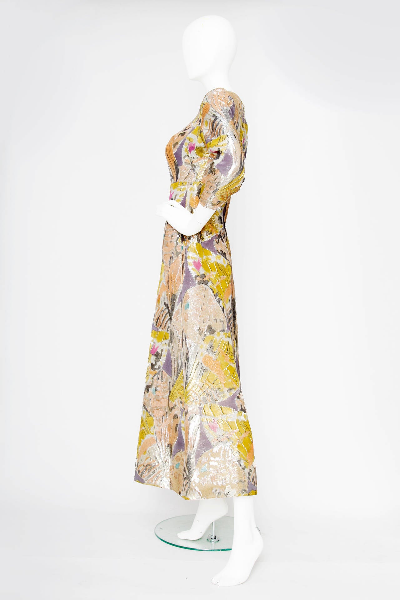 Abstract 1960s Givency Metallic Fitted Gown In Excellent Condition In Copenhagen, DK