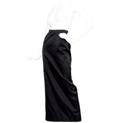 1990s Yves Saint Laurent Black Silk Satin Evening Skirt