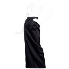 1990s Yves Saint Laurent Black Silk Satin Evening Skirt 2
