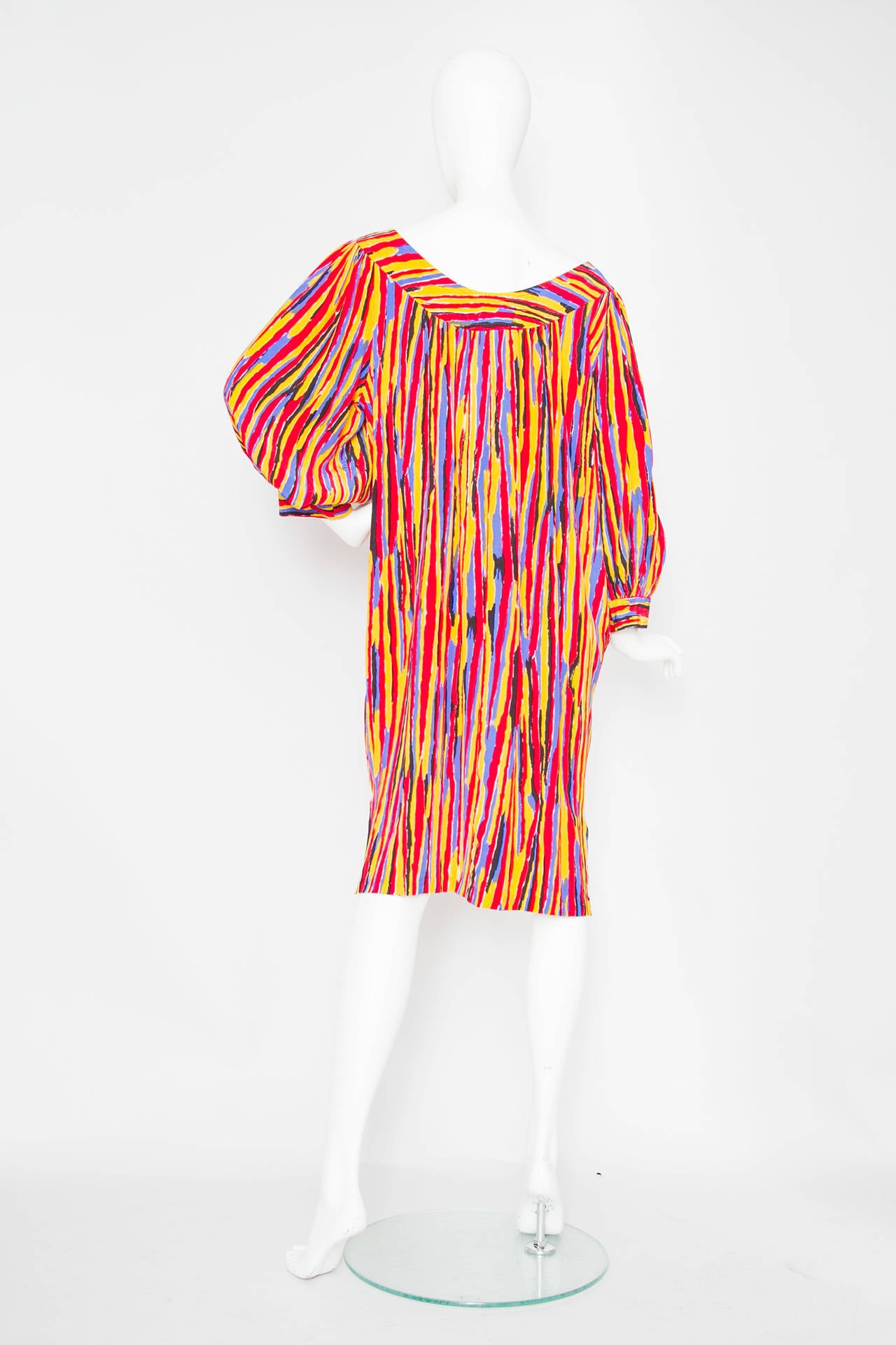 1980s Yves Saint Laurent Silk Tent Dress In Excellent Condition For Sale In Copenhagen, DK