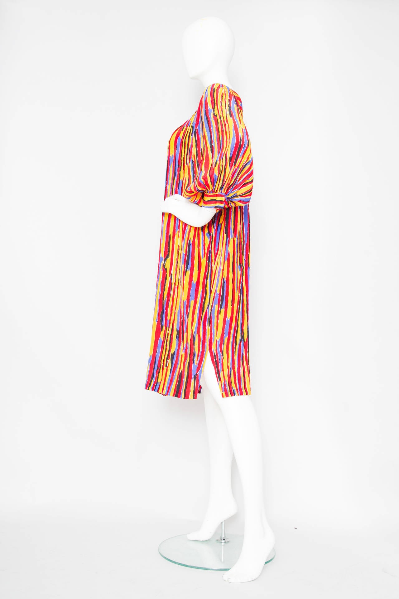 Beige 1980s Yves Saint Laurent Silk Tent Dress For Sale