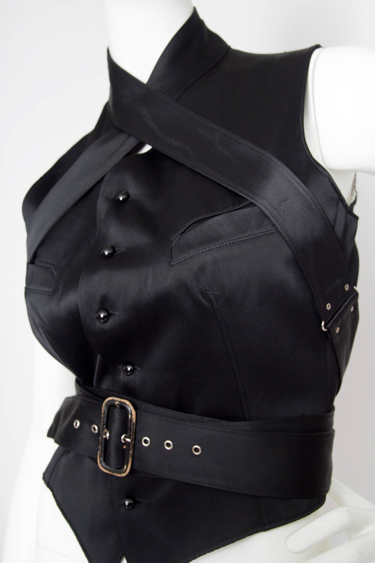 1990s Jean Paul Gaultier Black Bondage Waistcoat 1