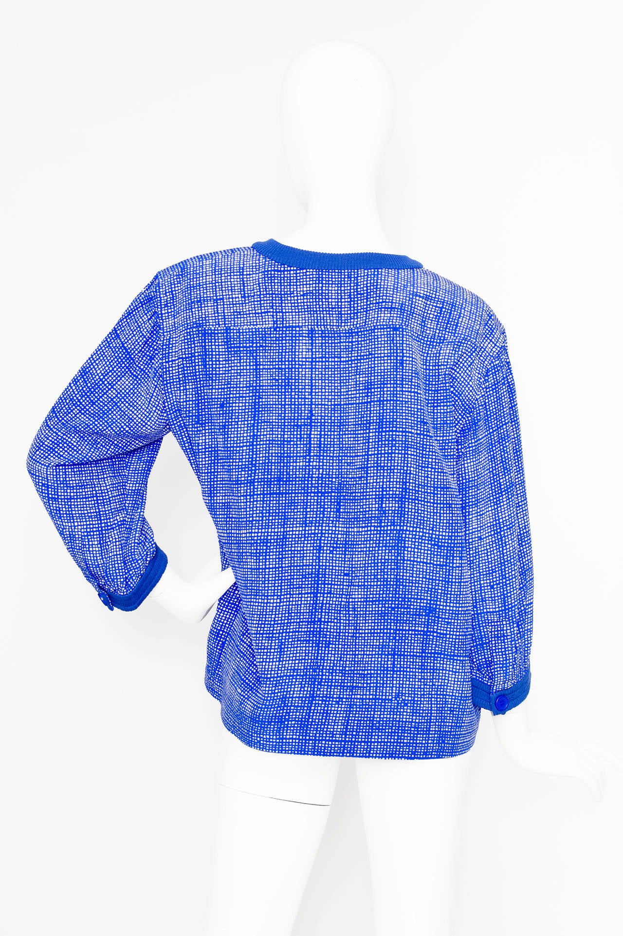 Blue 1970s Givency Haute Couture Silk Blouse For Sale