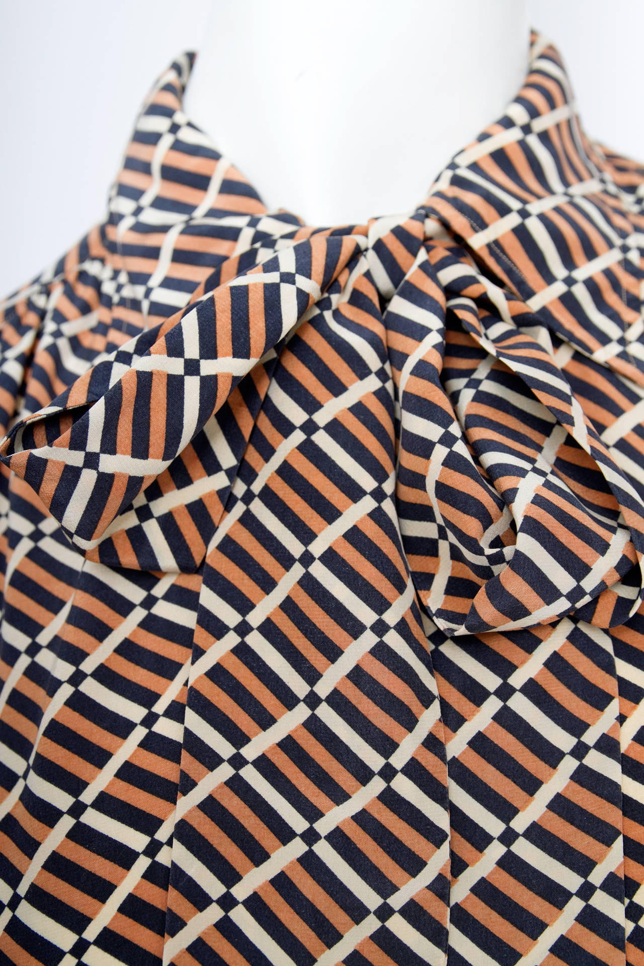 1970s Yves Saint Laurent Graphic Silk Shirt 2