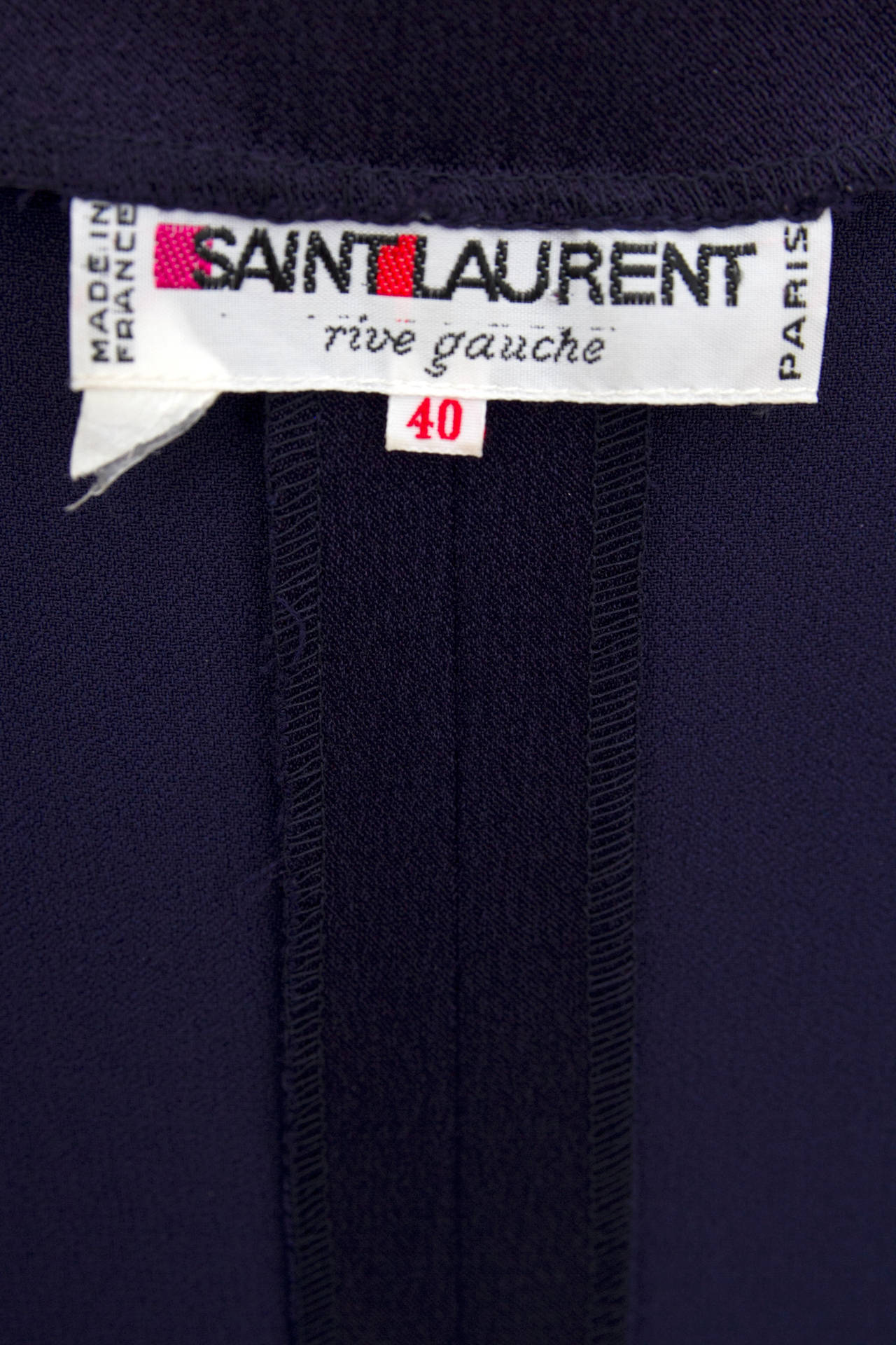 1980s Yves Saint Laurent Midnight Blue Silk Evening Dress 4