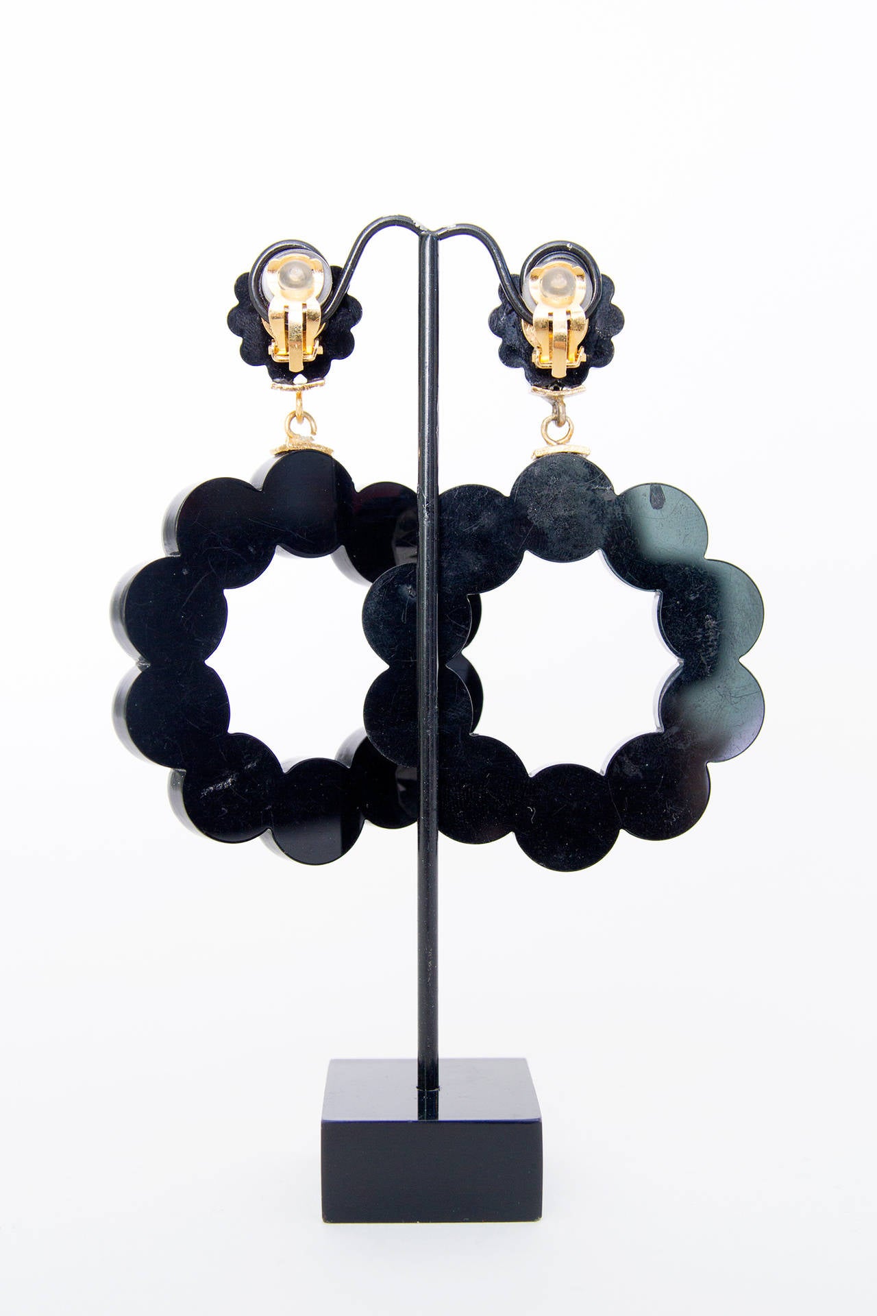 Women's 1980s Chanel Huge Hoop Rhinestone Earrings