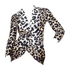 1980s Thierry Mugler Leopard Print Silk Jacket