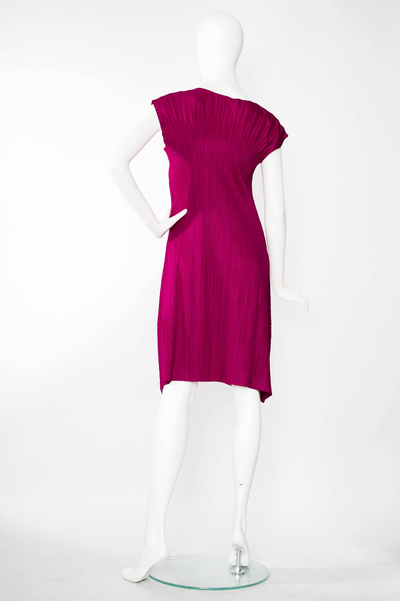 Fuchsia  Issey Miyake Pleats Please Dress In Excellent Condition In Copenhagen, DK