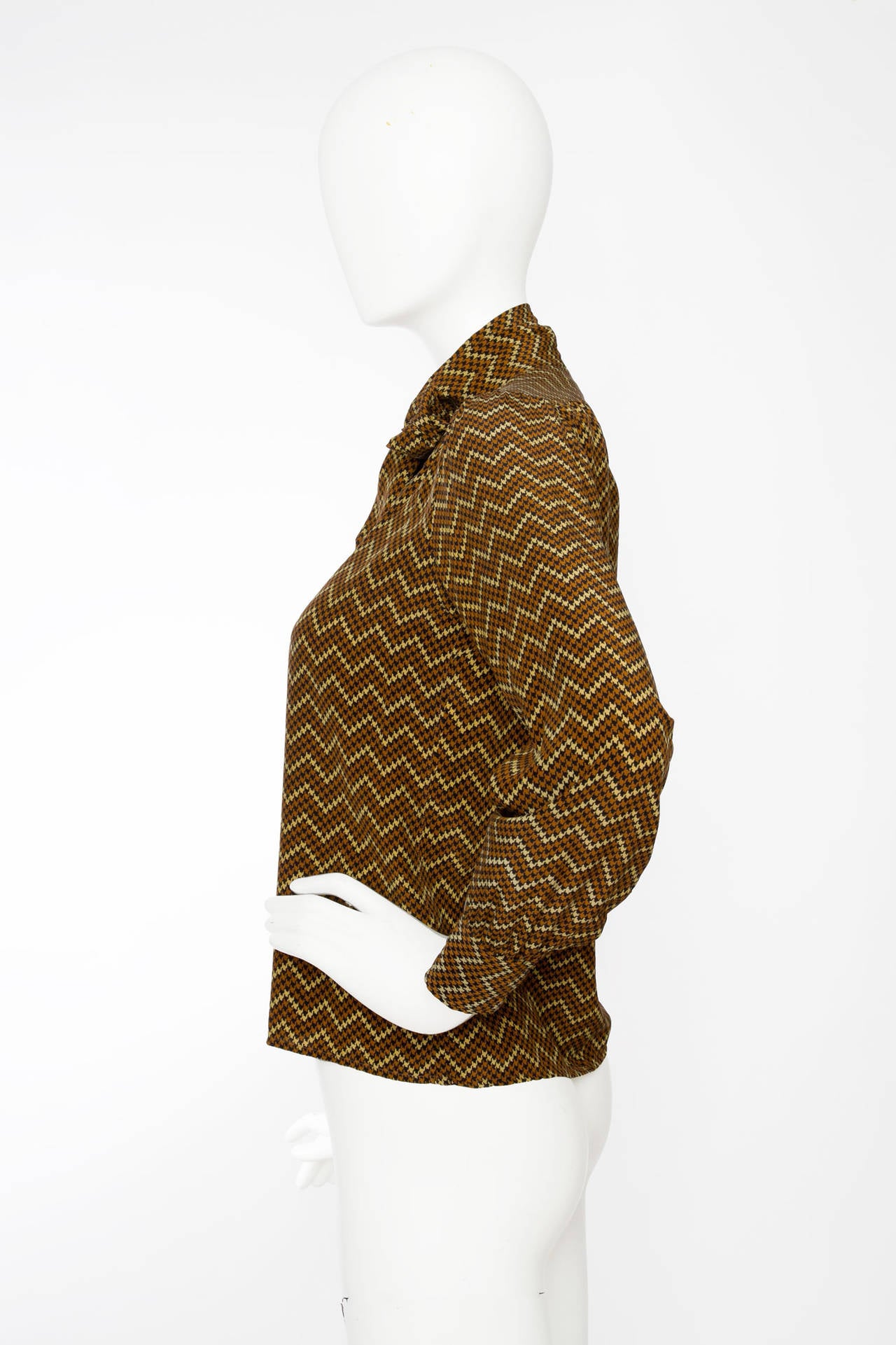 Brown 1970s Yves Saint Laurent Silk Shirt