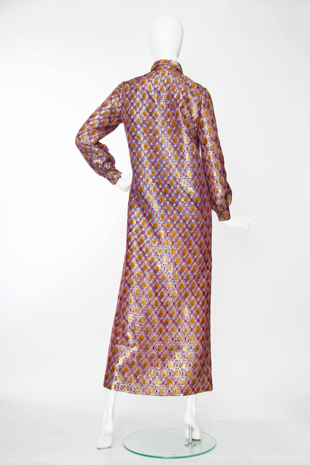 1970s Givenchy Metallic Evening Shirt Dress Coat In Excellent Condition In Copenhagen, DK